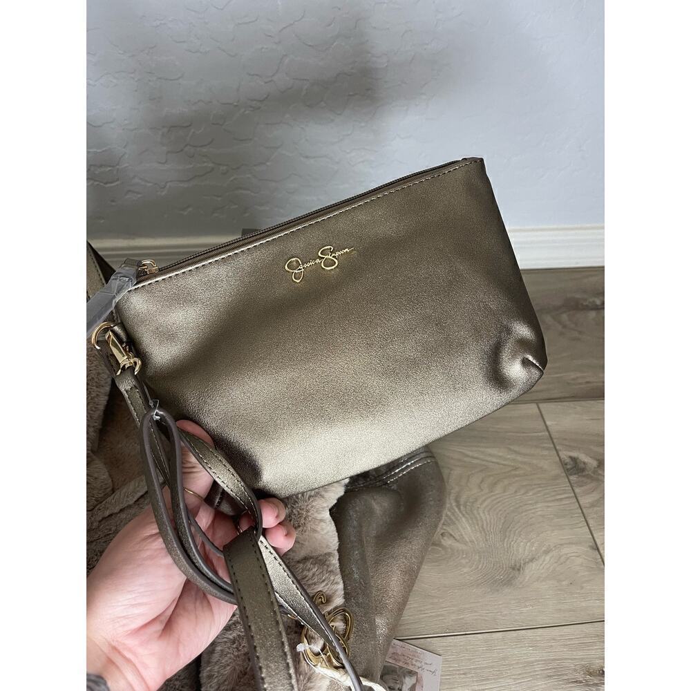 Jessica Simpson Flora Faux Fur Tote Bag In Champagne - Picture 11 of 14